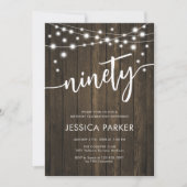 Rustic Wood 90. Geburtstagsparty Einladung (Vorderseite)
