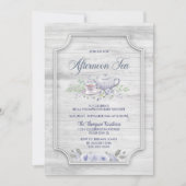 Rustic Wood Afternoon Tea Babydusche Einladung (Vorderseite)
