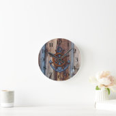 Rustic Wood Anchor Nautical Wall Clock Runde Wanduhr (Zuhause)