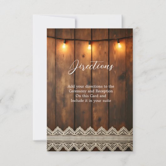 Rustic Wood and Lace Directions Enclosure Card Dankeskarte (Vorderseite)