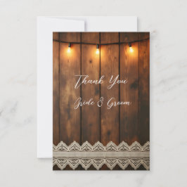 Rustic Wood and Lace Photo Thank you Card Dankeskarte