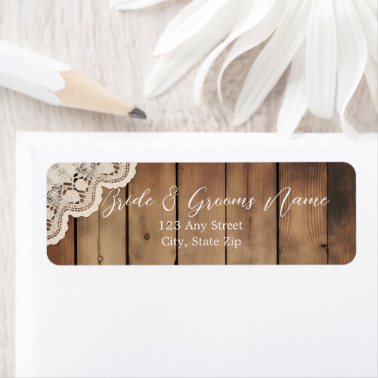 Rustic Wood and Lace Return Address Labels (Insitu)