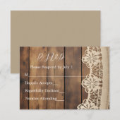 Rustic Wood and Lace RSVP Card Karte (Vorne/Hinten)
