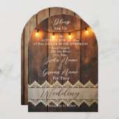 Rustic Wood and Lace Wedding Einladung (Vorne/Hinten)