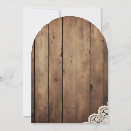 Rustic Wood and Lace Wedding Einladung (Rückseite)