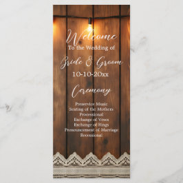 Rustic Wood and Lace Wedding Program Programm