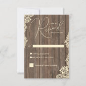 Rustic Wood and Lace Wedding Response Card RSVP Karte (Vorderseite)
