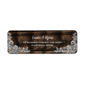 Rustic Wood and Lace Wedding Return Address Label (Vorne)