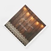Rustic Wood and Lace Wedding Serviette (Ecke)