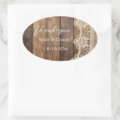 Rustic Wood and Lace Wedding Thank-you Sticker (Tasche)