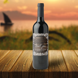 Rustic Wood and Lace Wedding Vielen Dank Weinetikett