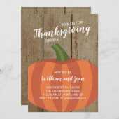 Rustic Wood and Pumpkin Erntedank Dinner Party Einladung (Vorne/Hinten)