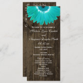 Rustic Wood Aquamarin Gerber Daisy Hochzeitsprogra Programm (Vorne/Hinten)