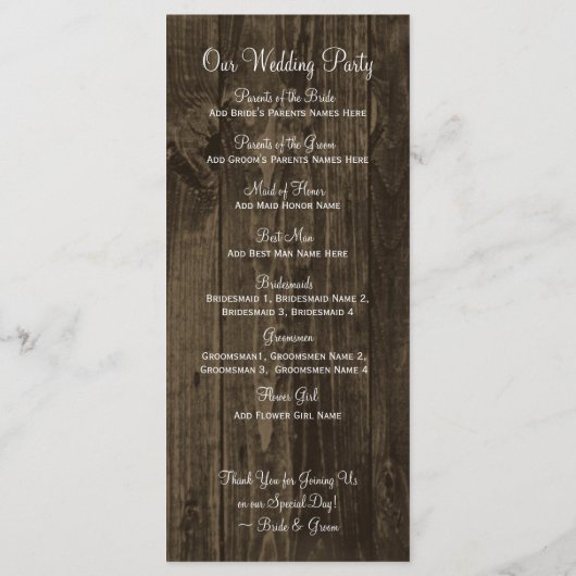 Rustic Wood Aquamarin Gerber Daisy Weddingprogramm Programm (Rückseite)