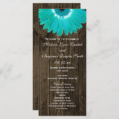 Rustic Wood Aquamarin Gerber Daisy Weddingprogramm Programm (Vorne/Hinten)