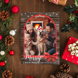 Rustic Wood Arch Stilvolles Weihnachtsfest Foto Feiertagskarte