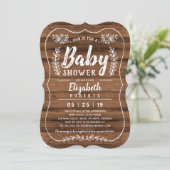 Rustic Wood Baby Dusche Einladung (Stehend Vorderseite)