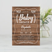 Rustic Wood Baby Dusche Einladung (Stehend Vorderseite)