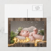 Rustic Wood Baby Dusche Foto Vielen Dank Postkarte (Vorne/Hinten)