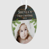 Rustic Wood Baby - Erstes Weihnachtsfest-Foto Ornament (Vorderseite)
