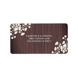 Rustic Wood Babys Breath Gypsophila Wedding RSVP Adressaufkleber