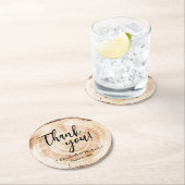 Rustic Wood Bark Disk Vielen Dank, dass Sie Script Runder Pappuntersetzer (Vor Ort)