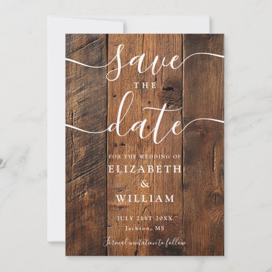 Rustic Wood Barn Boho Chic Foto Wedding Save The Date (Vorderseite)