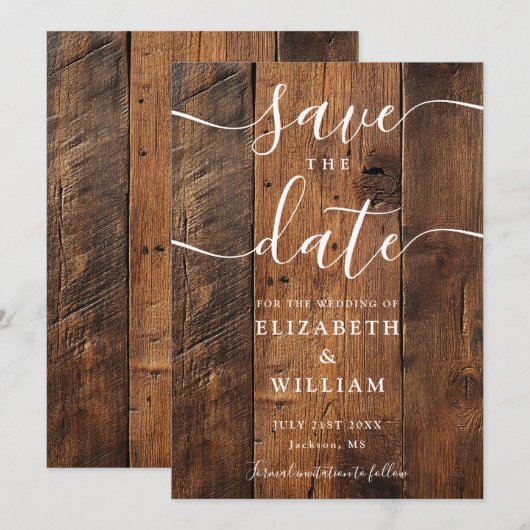 Rustic Wood Barn Boho Chic Wedding Save The Date (Vorne/Hinten)