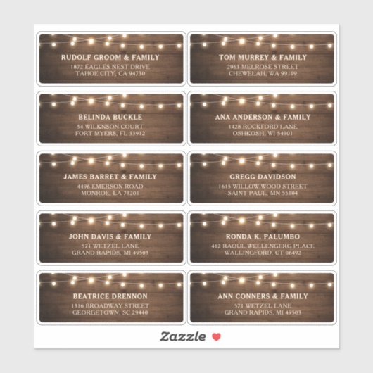 Rustic Wood Barn Wedding Guest Name Label (Blatt)