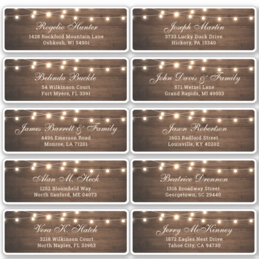 Rustic Wood Barn Wedding Guest Name Label (Vorderseite)