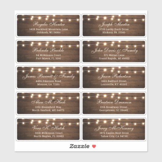 Rustic Wood Barn Wedding Guest Name Label (Blatt)