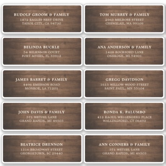 Rustic Wood Barn Wedding Guest Name Label (Vorderseite)