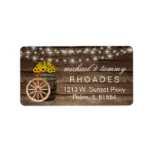 Rustic Wood Barrel and Country Sunflowers Adressaufkleber (Vorne)