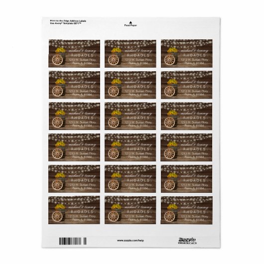 Rustic Wood Barrel and Country Sunflowers Adressaufkleber (Vorne)