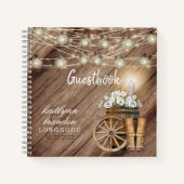 Rustic Wood Barrel & White Floral - Gästebuch Notizblock (Vorderseite)