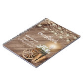 Rustic Wood Barrel & White Floral - Gästebuch Notizblock (Linke Seite)