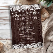 Rustic wood BBQ couples baby shower Einladung