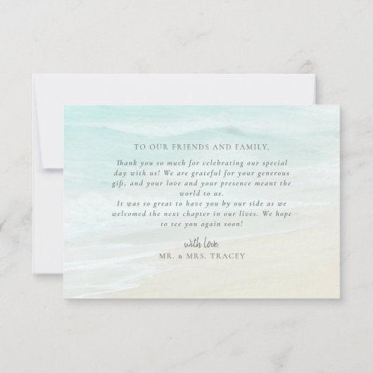 Rustic Wood Beach Wedding Foto Vielen Dank Dankeskarte (Rückseite)