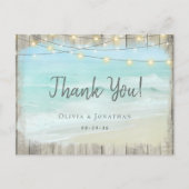 Rustic Wood Beach Wedding Vielen Dank Postkarte (Vorderseite)