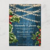 Rustic Wood Berries Weihnachtsfeier Einladung Postkarte (Vorderseite)