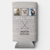 Rustic Wood Best Dad 3 Photo Collage Keepsake Golf Selters Dosenkühler (Rückseite)