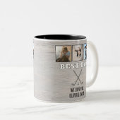 Rustic Wood Best Dad 3 Photo Collage Keepsake Golf Zweifarbige Tasse (VorderseiteRechts)