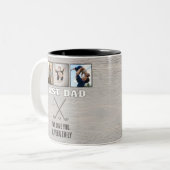 Rustic Wood Best Dad 3 Photo Collage Keepsake Golf Zweifarbige Tasse (Vorderseite Links)