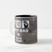 Rustic Wood Best Dad 3 Photo Collage Keepsake Zweifarbige Tasse (Vorderseite Links)