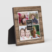 Rustic Wood Best Vater je 4 Familienfoto Collage Fotoplatte (Vorderseite)