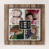 Rustic Wood Best Vater je 4 Familienfoto Collage Puzzle (Horizontal)