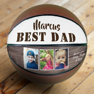 Rustic Wood Bester Vater 3 Foto Collage Vatertag Basketball