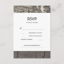 Rustic Wood Birch Barn Wedding RSVP Cards