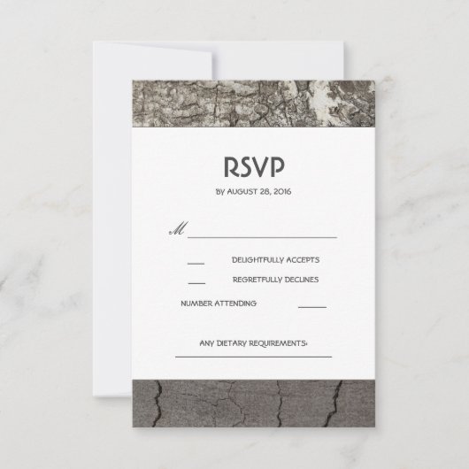 Rustic Wood Birch Barn Wedding RSVP Cards Karte (Vorderseite)