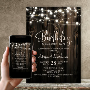 Rustic Wood Birthday Party Einladung